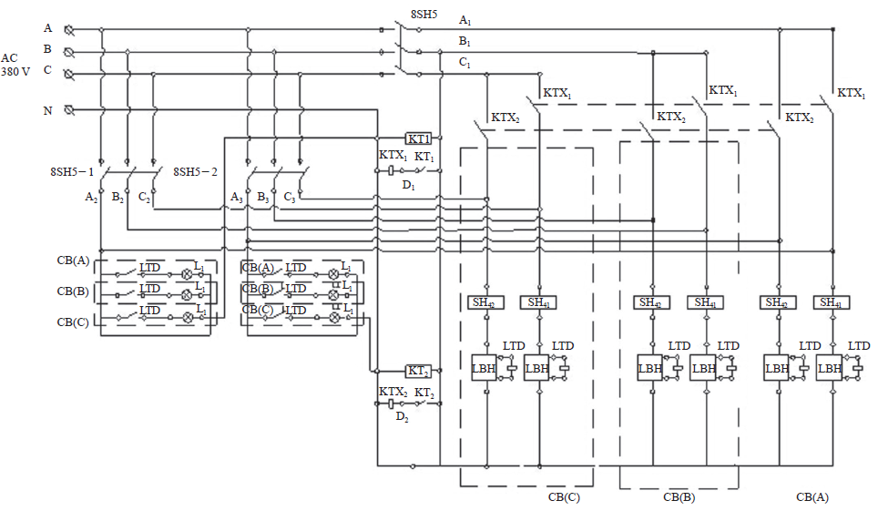 LW13A－550/Y 電伴熱帶監(jiān)視工作原理圖